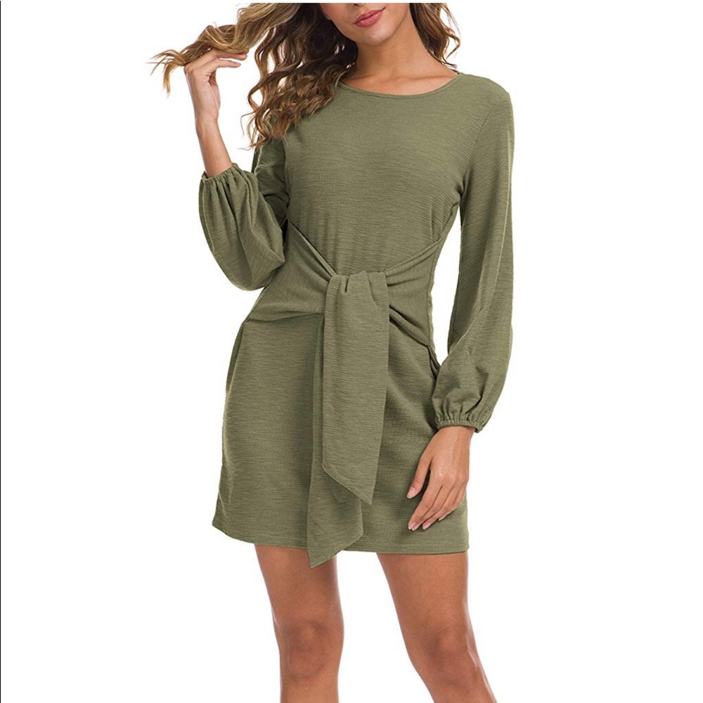 Women’s elegant long sleeve dress- casual tie